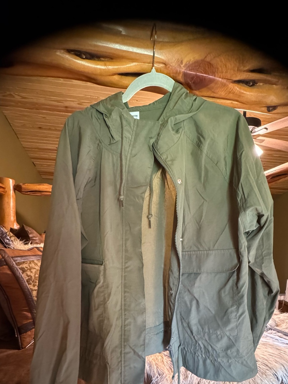 Women's Olive Green Victoria Secret Pink Hooded Jacket - Casual Lightweight Win